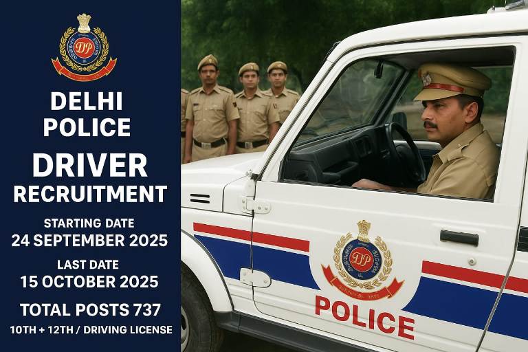 Delhi Police Driver Recruitment 2025 – Apply Online for 737 Vacancies, Eligibility, Salary and Last Date
